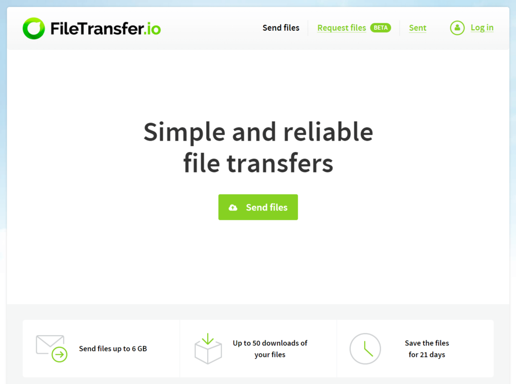 대용량 파일을 전송하는 웹 기반 도구 FileTransfer.io