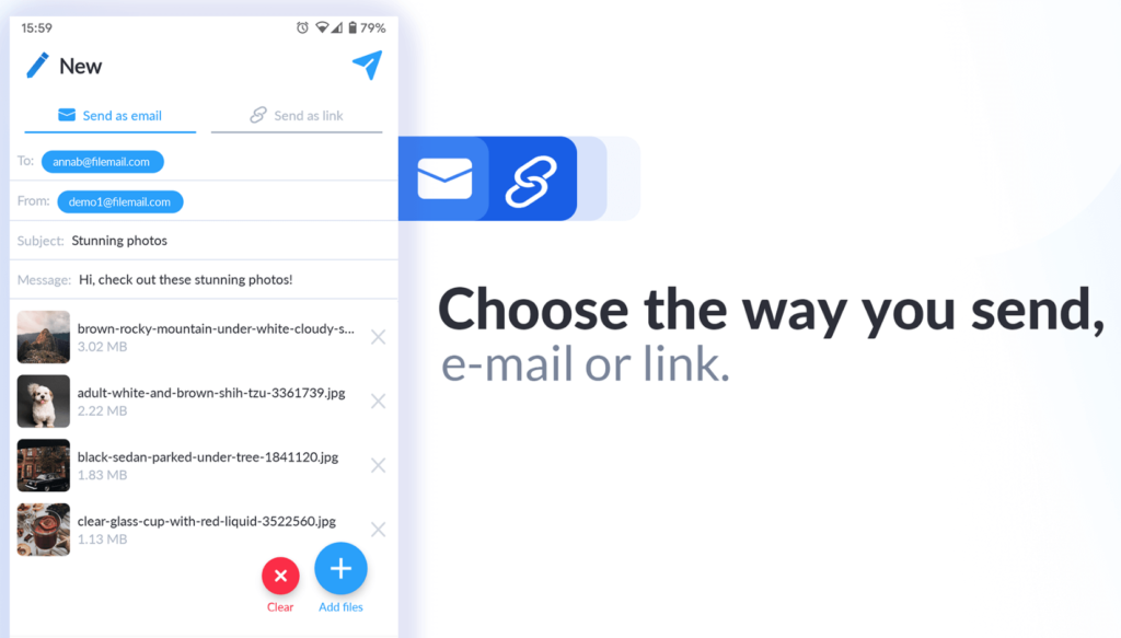 대용량 파일을 전송하는 앱 Filemail