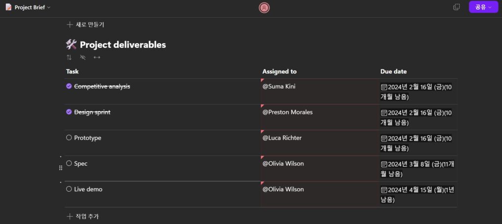 Microsoft Loop 프로젝트 관리