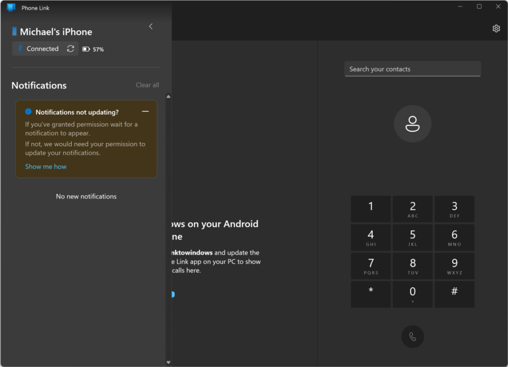 아이폰을 윈도우 11에 연결한 후 PC에서 전화 걸기