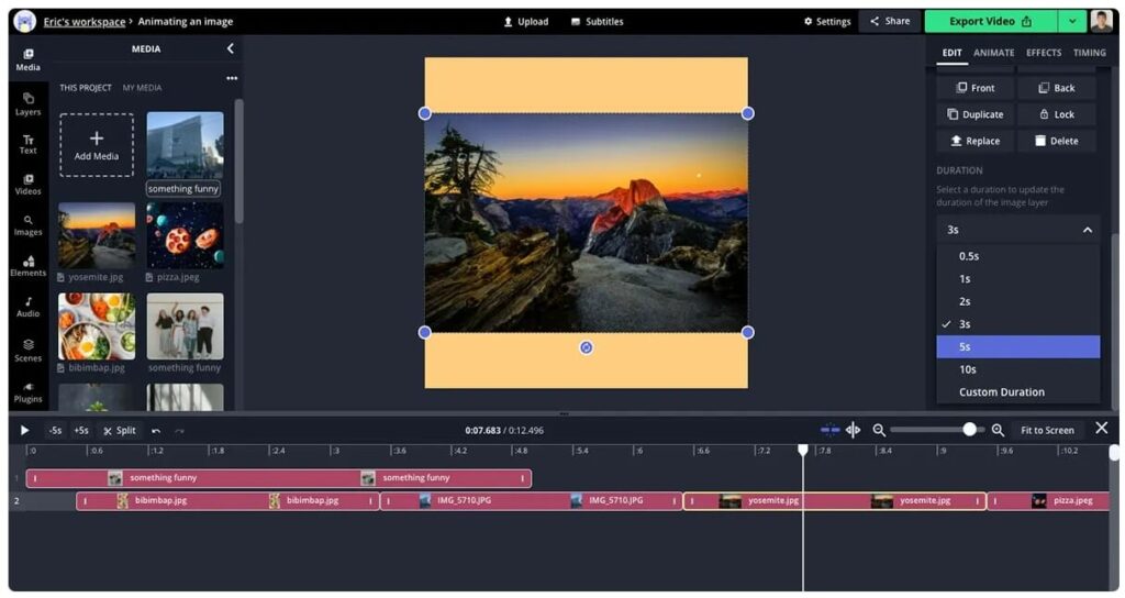 연속사진 동영상 만들기 사이트 Kapwing Studio