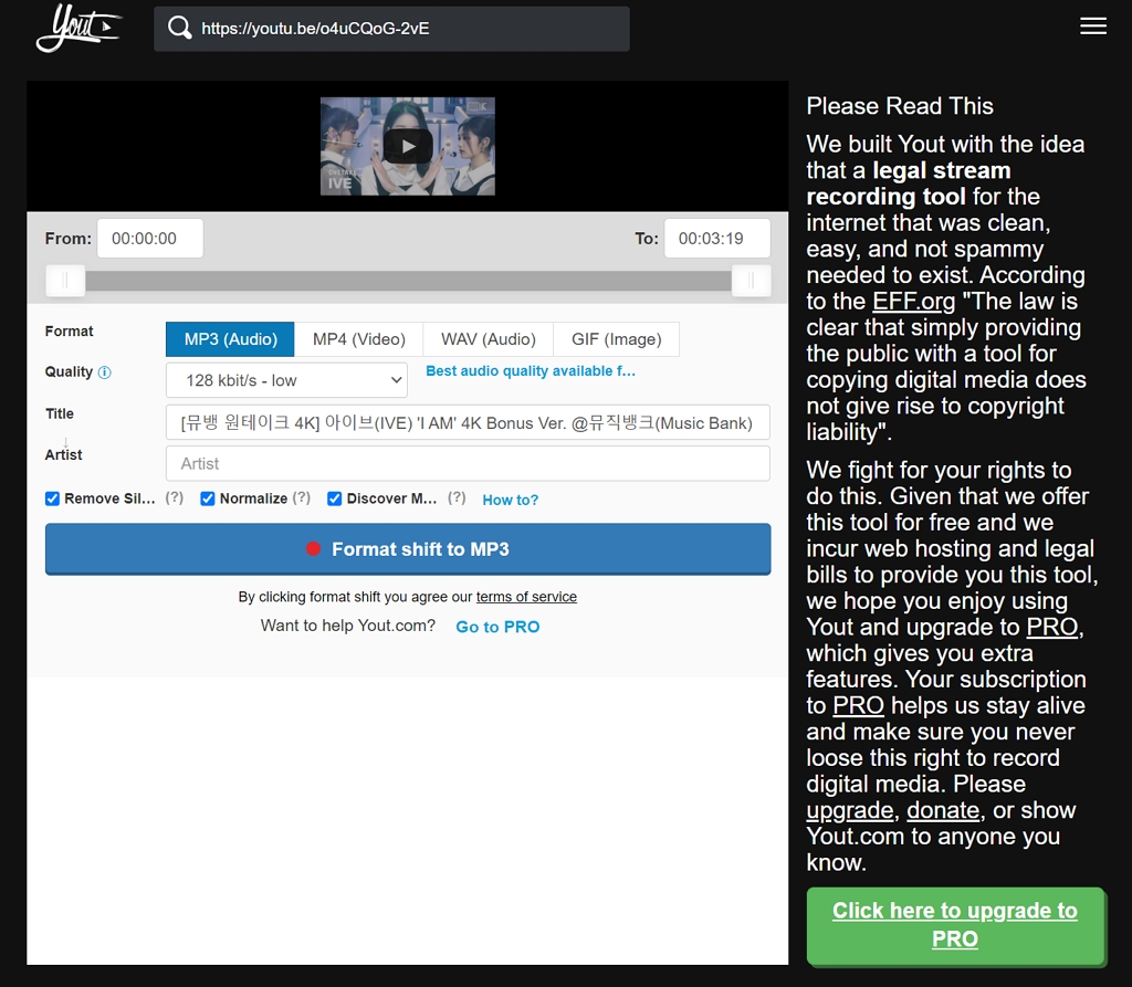 유튜브 mp3 음원 추출 광고없이 안전한 사이트 Yout.com