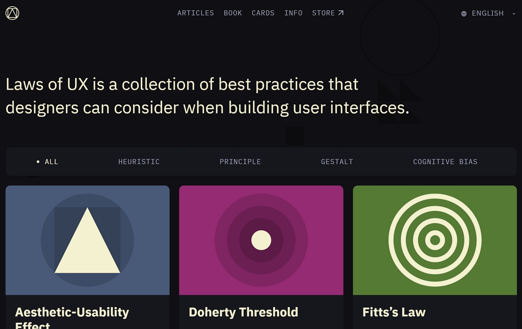 UX 디자인 사례 사이트 Laws of UX