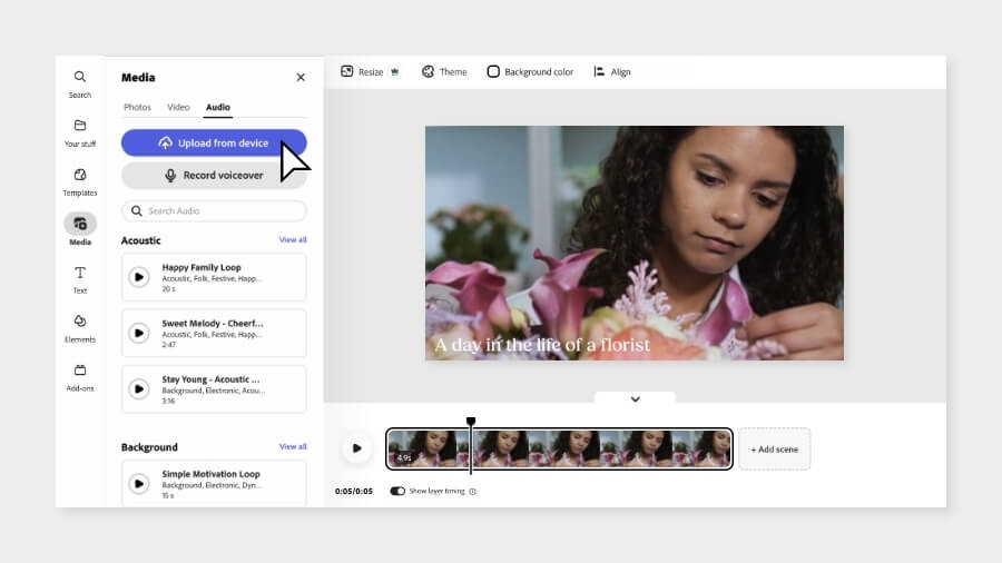 동영상에 음악 추가하는 사이트 : Adobe Express