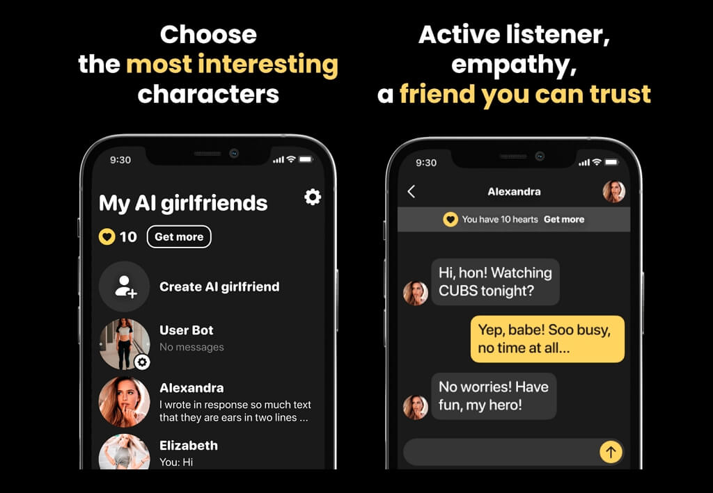 최고의 AI 여자친구 앱 Best10 : Romantic AI