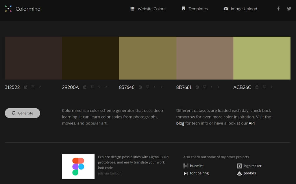 UX 디자인 무료 AI 도구 ColorMind - AI 기반 컬러 팔레트 생성