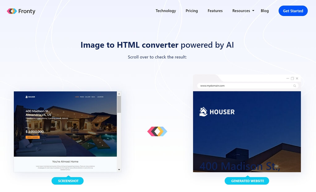 UX 디자인 무료 AI 도구 Fronty - 디자인을 HTML/CSS로 변환