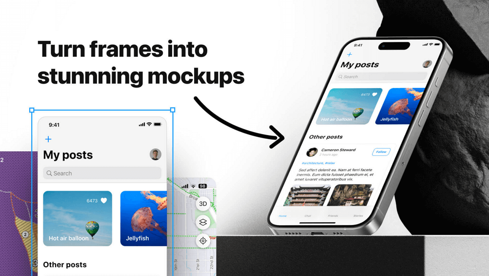 UX 디자인 작업 자동화 피그마 플러그인 - Mockuuups Studio