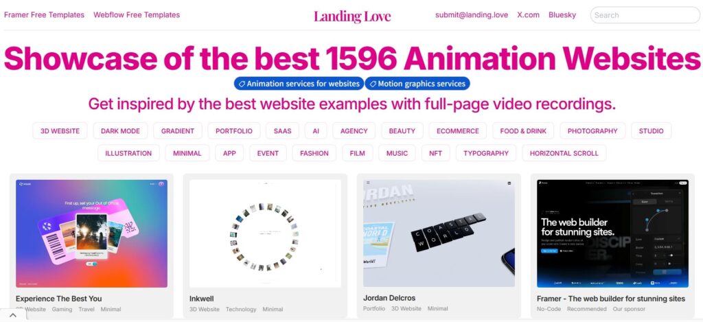 디자인 레퍼런스 사이트 : 디자인 구조, Landing.love