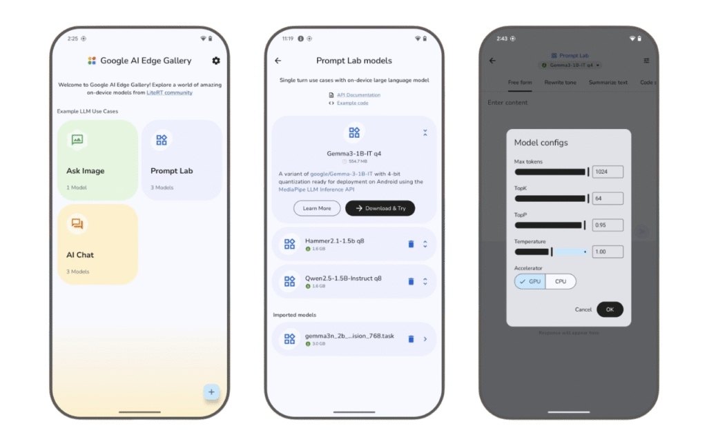 AI Edge Gallery 앱 실행 후 초기 설정 진행