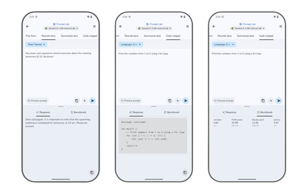 AI Edge Gallery 앱 소개 및 기본 구조: Prompt Lab
