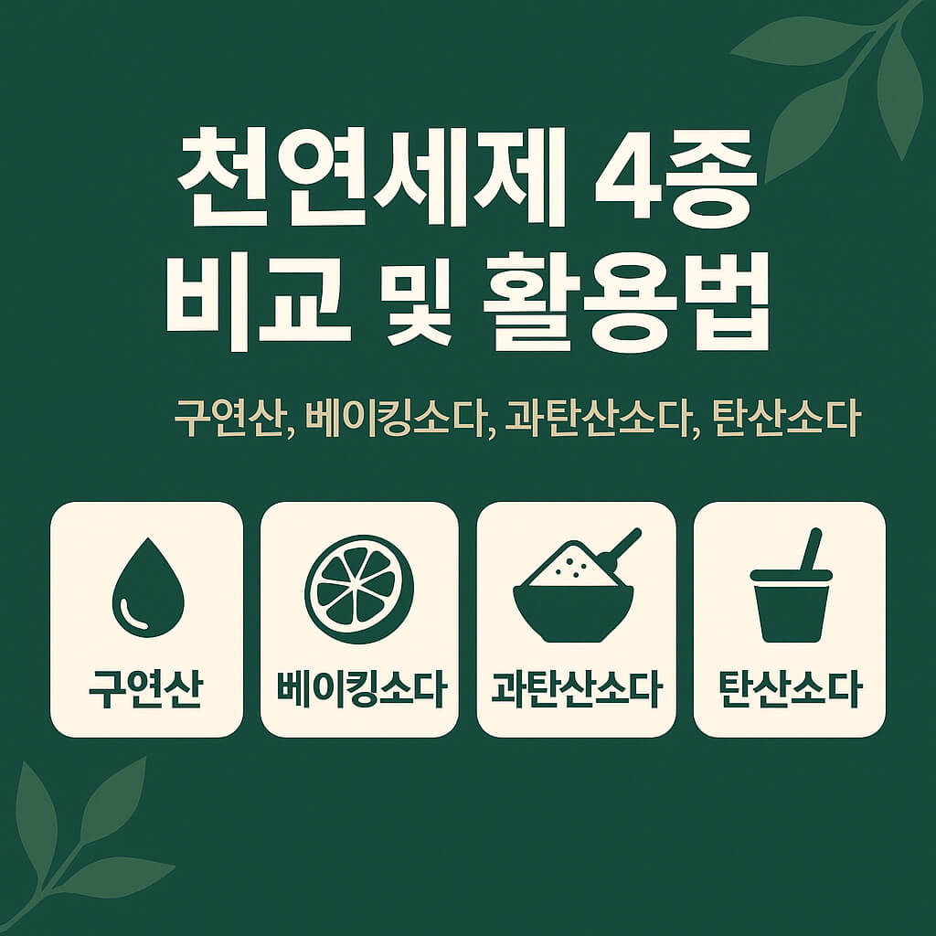 천연세제 4종 활용법: 구연산 | 베이킹소다 | 과탄산소다 | 탄산소다