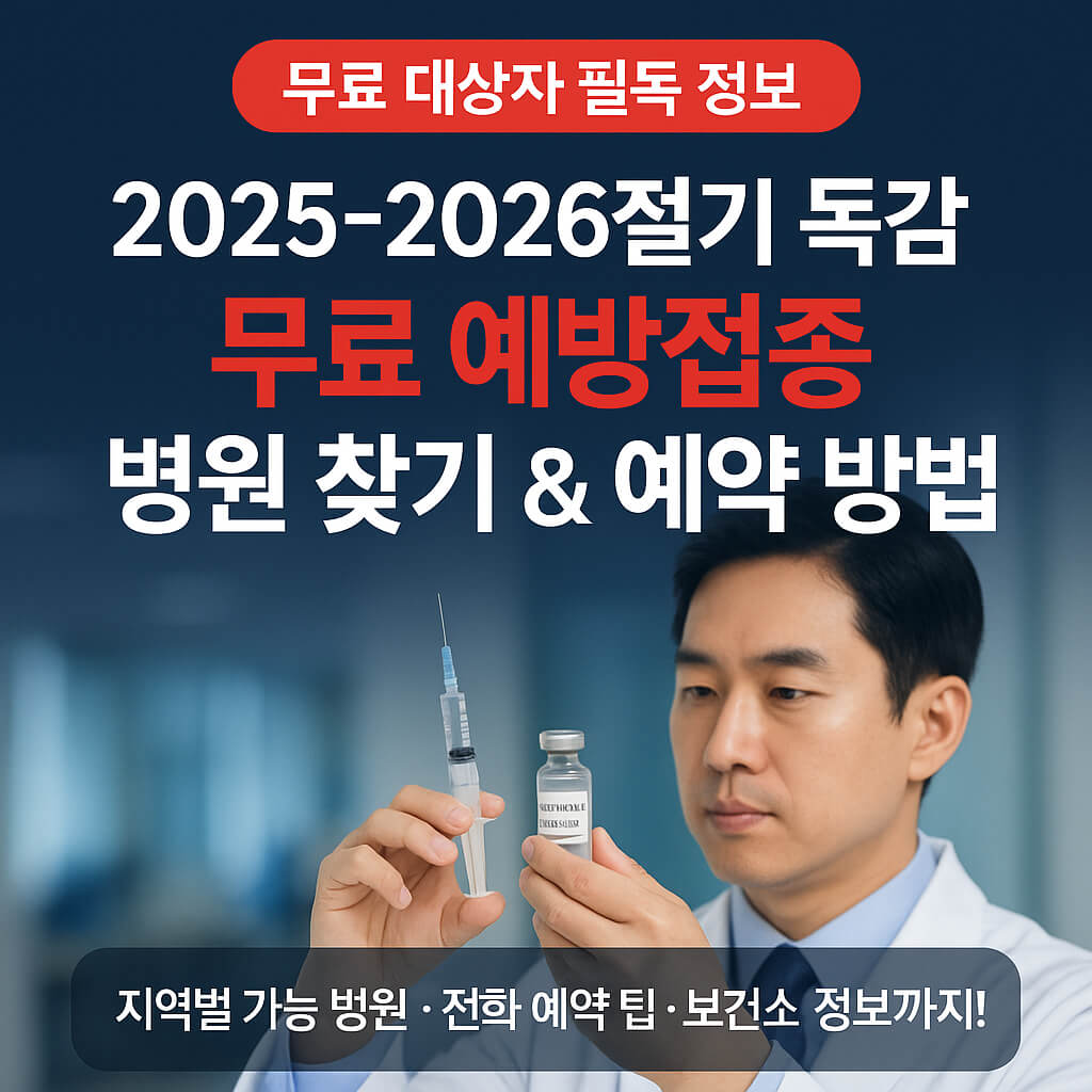 2025-2026절기 독감 무료 예방접종 병원 찾기 예약 방법 총정리