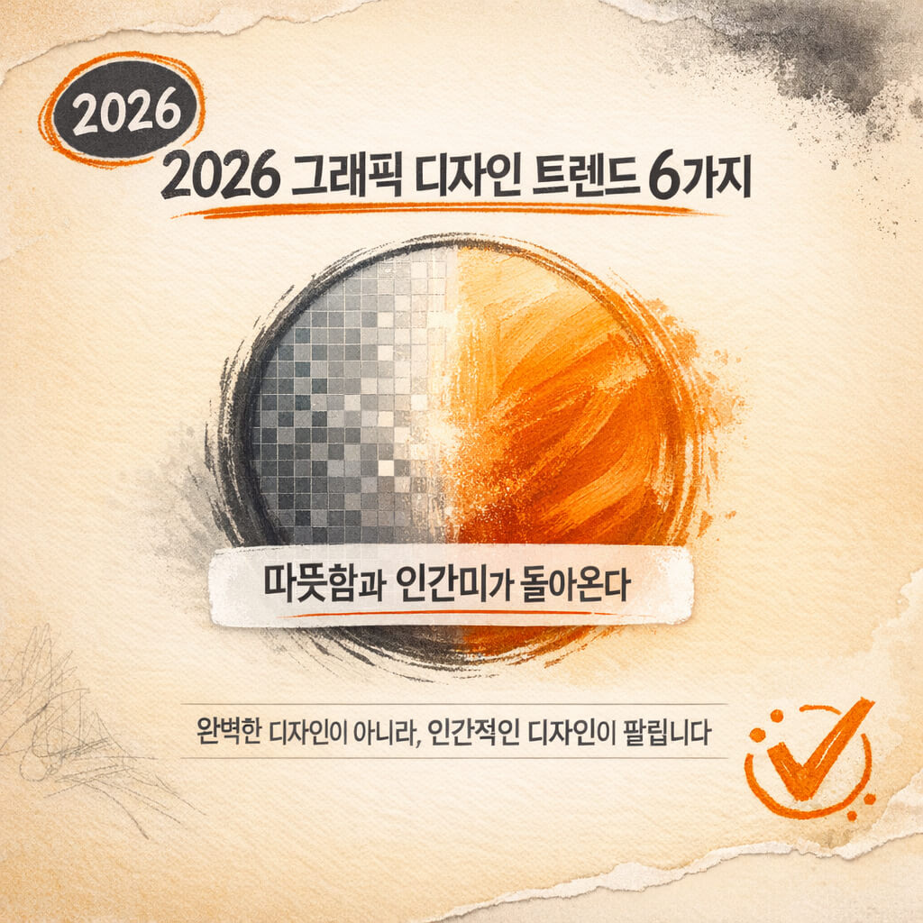 2026 그래픽 디자인 트렌드 6가지: 따뜻함과 인간미가 돌아온다