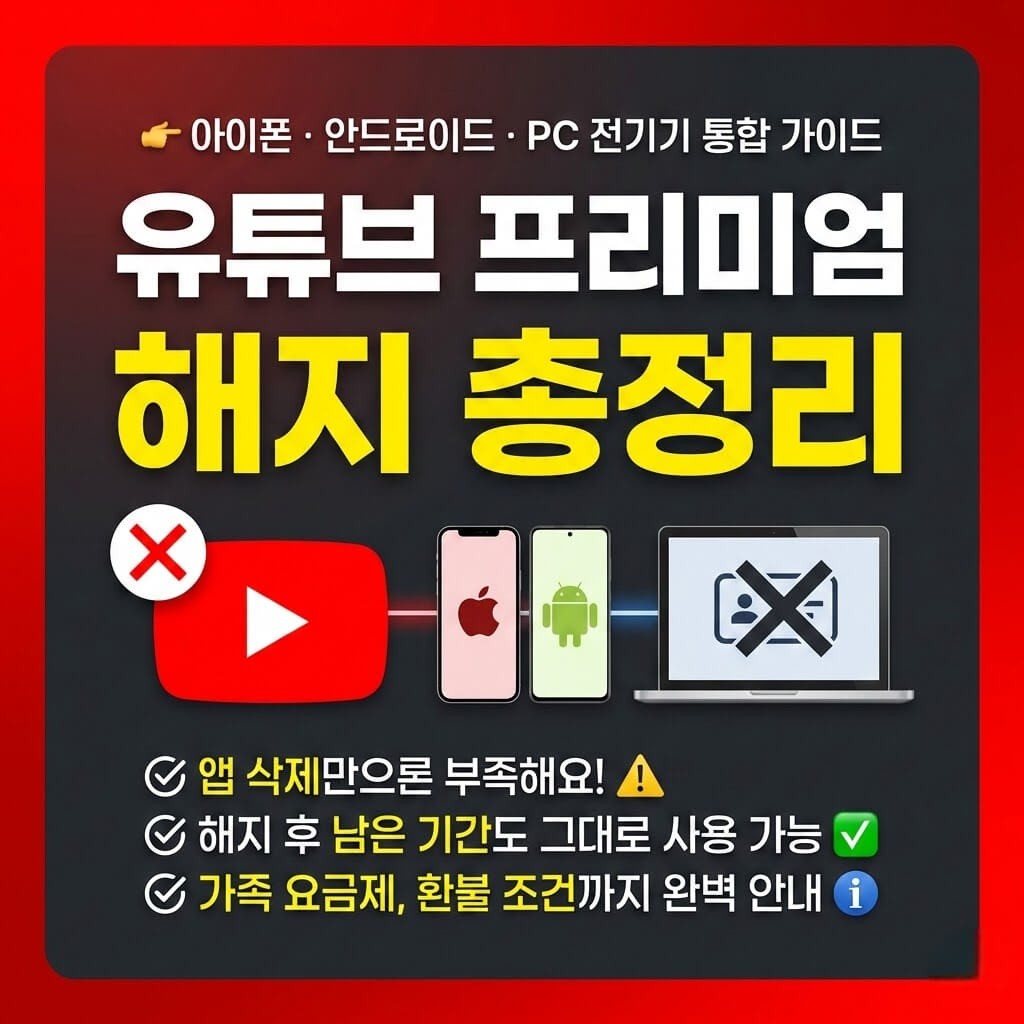유튜브 프리미엄 해지 방법 총정리 | 아이폰·안드로이드·PC 완벽 대응