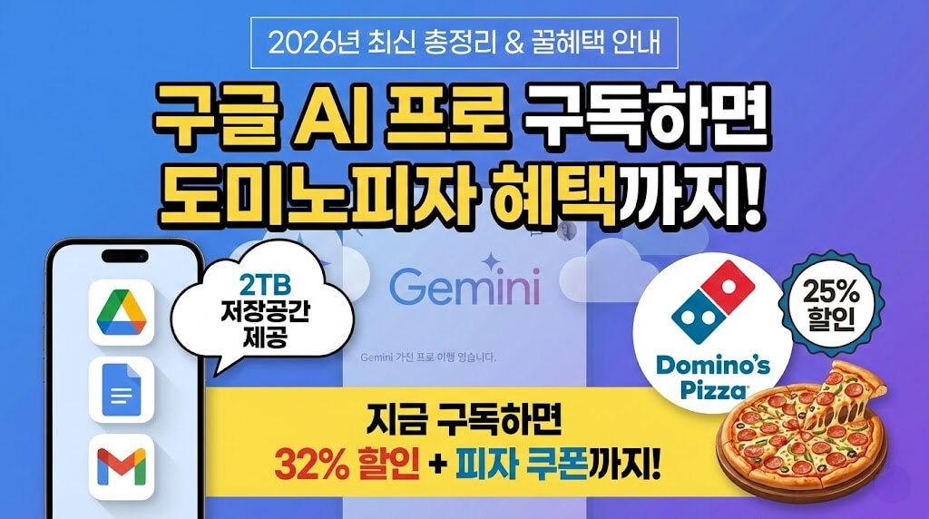 구글 AI 프로 구독하면 도미노피자 혜택까지! 2026 최신 총정리