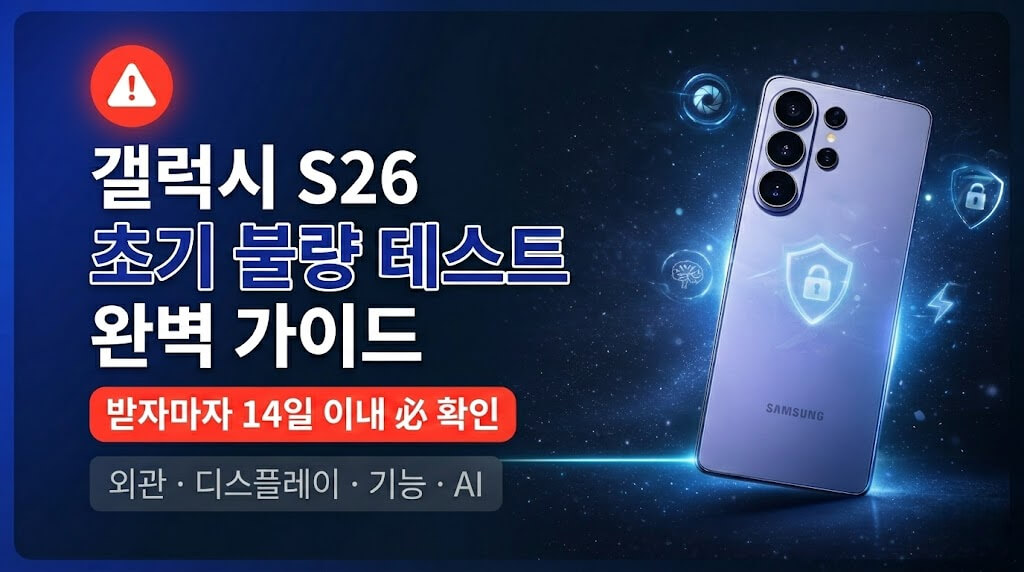 갤럭시 S26 초기 불량 테스트 완벽 가이드