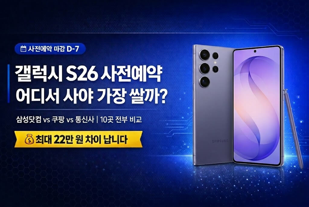 갤럭시 S26 사전예약 | 삼성닷컴 vs 쿠팡 vs 통신사 가격 비교