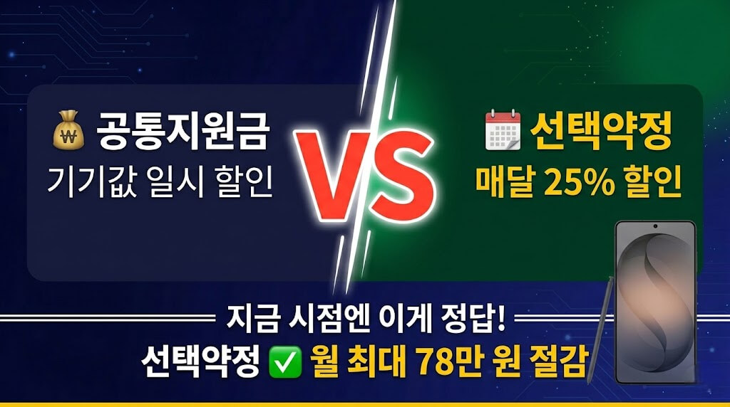공통지원금 vs 선택약정, 갤럭시 S26 할인 방식 완벽 비교