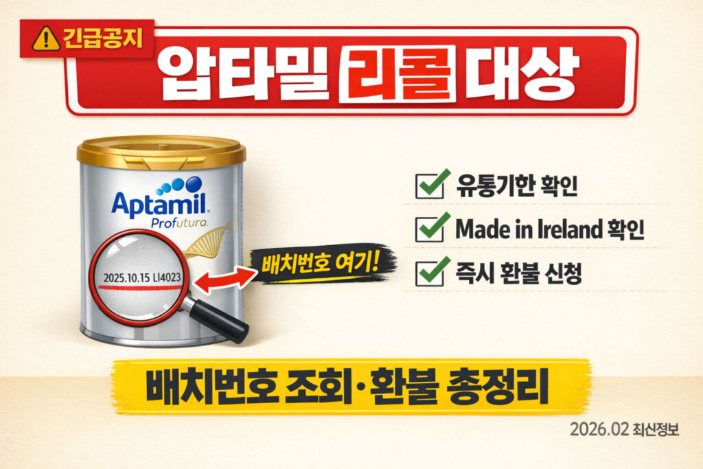 압타밀 리콜 대상 확인법 배치번호 조회 환불 총정리