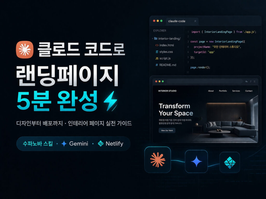 클로드 코드로 랜딩페이지 디자인부터 배포까지: 인테리어 페이지 5분 완성기