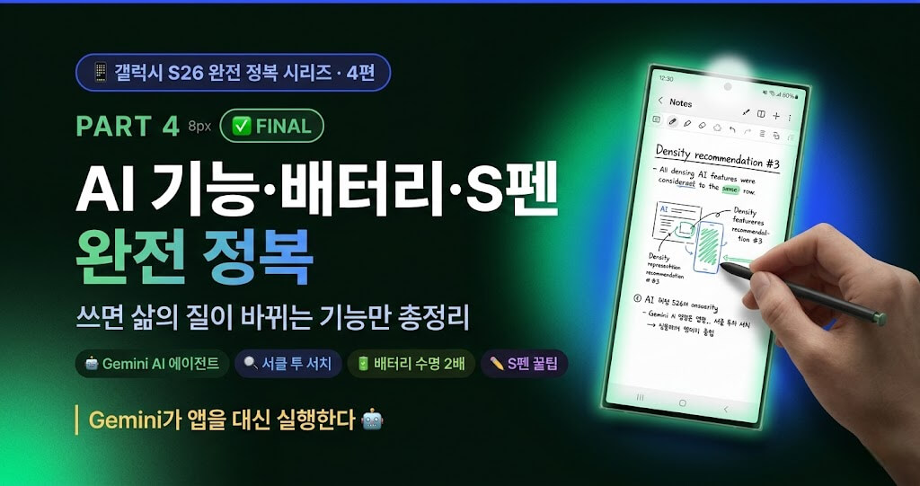 갤럭시 S26 AI 기능·배터리·숨은 기능·S펜 활용 완전 정복 [4편]