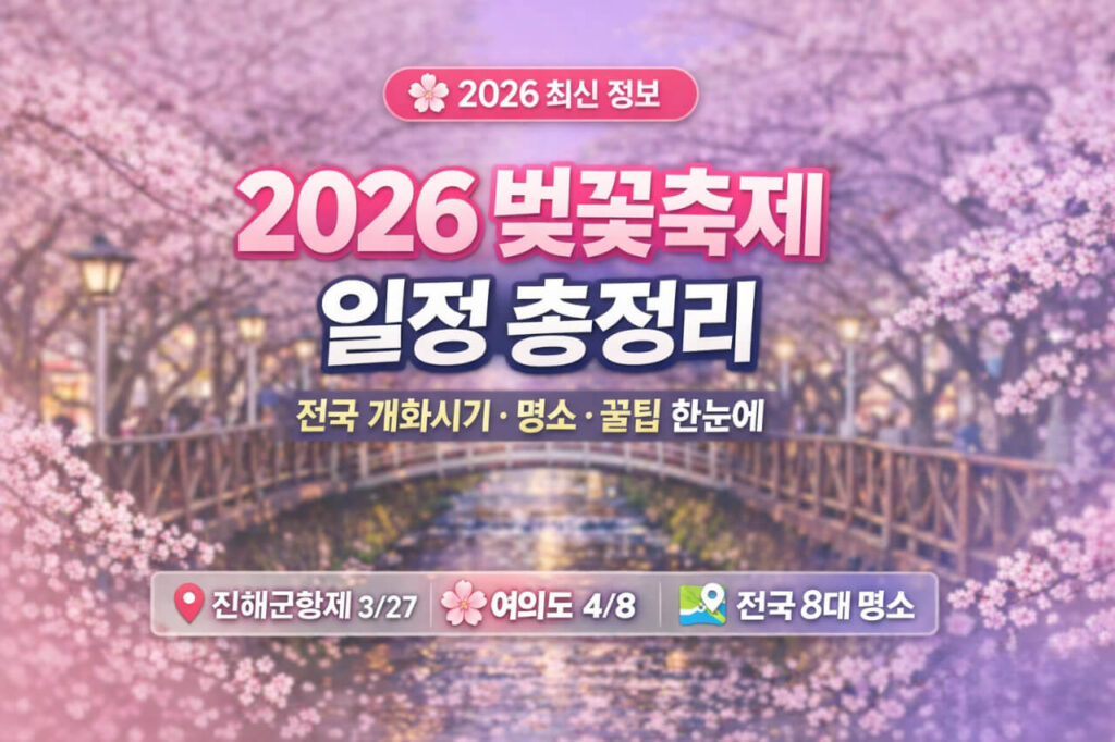 2026 벚꽃 축제 일정 총정리 | 전국 개화시기·명소 한눈에