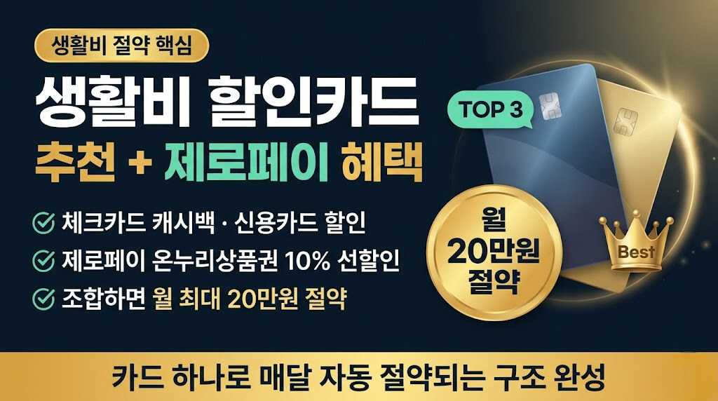생활비 할인 카드 추천 (2026) | 체크카드·제로페이 혜택 비교