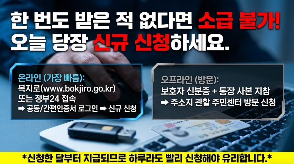 17년생 아동수당 소급 신청 방법: 수급 이력 없는 경우