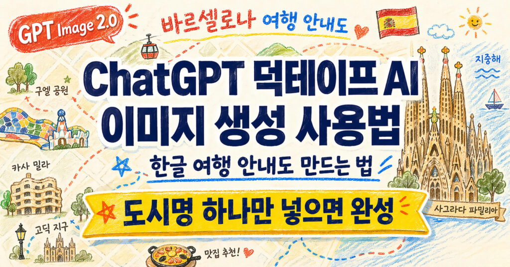 덕테이프 AI 이미지 생성 사용법: 한글 여행 안내도 만드는 법