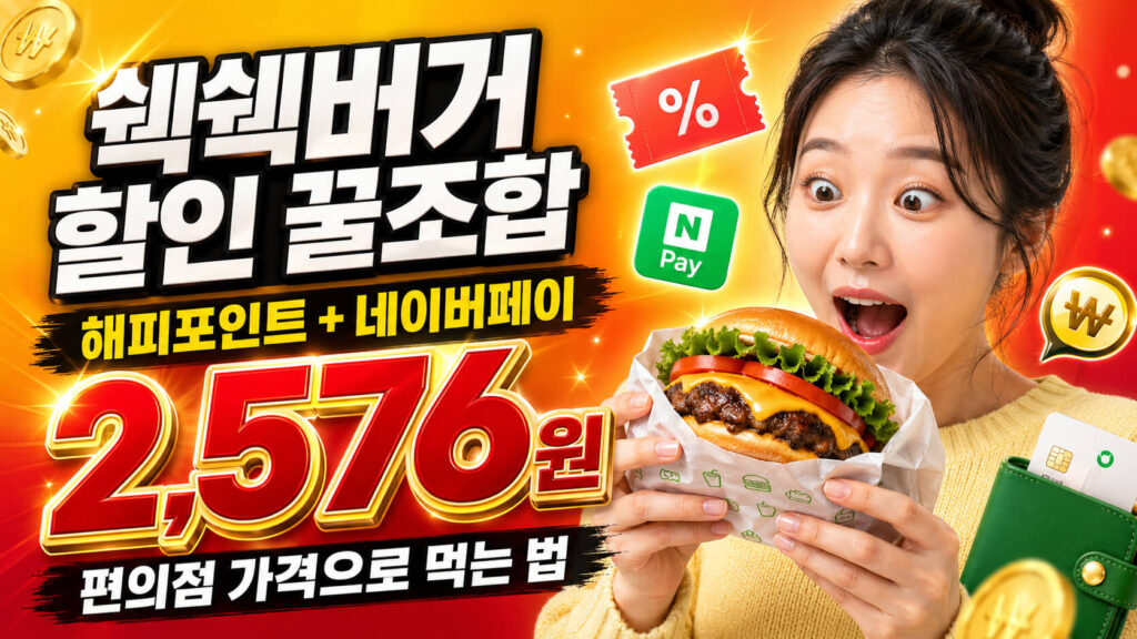 쉑쉑버거 할인 꿀조합 (해피포인트+네이버페이) 2576원 실화?