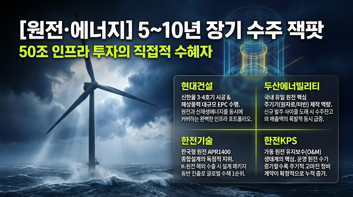 원전·에너지 수혜 종목: 50조 인프라 투자의 수혜자