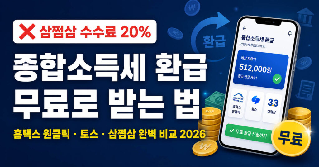 삼쩜삼 수수료 20% 내지 마세요: 2026 종합소득세 환급 무료 신청 가이드