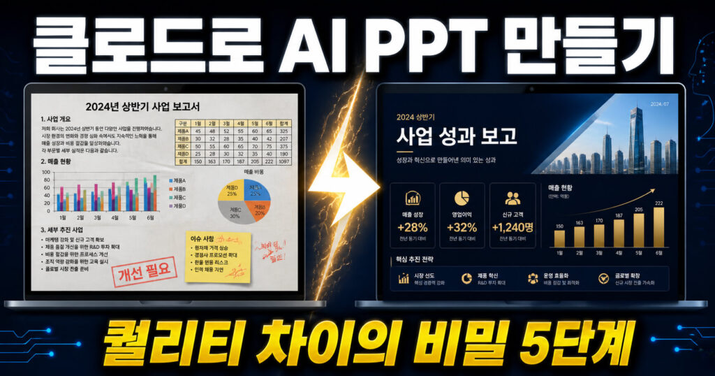 클로드로 AI PPT 만들기 완벽 가이드｜초고퀄 발표자료 자동 생성 5단계
