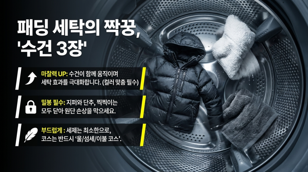 세탁기 오리털 패딩 세탁의 짝꿍 수건 3장