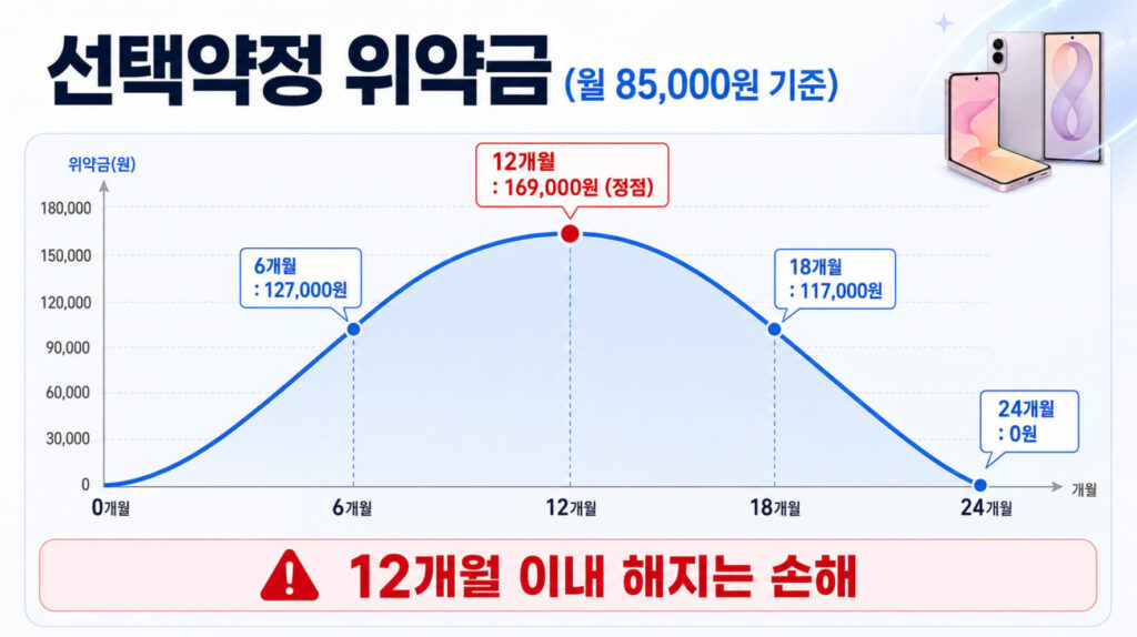 선택약정 위약금 : 12개월이 정점, 그 전 해지는 손해