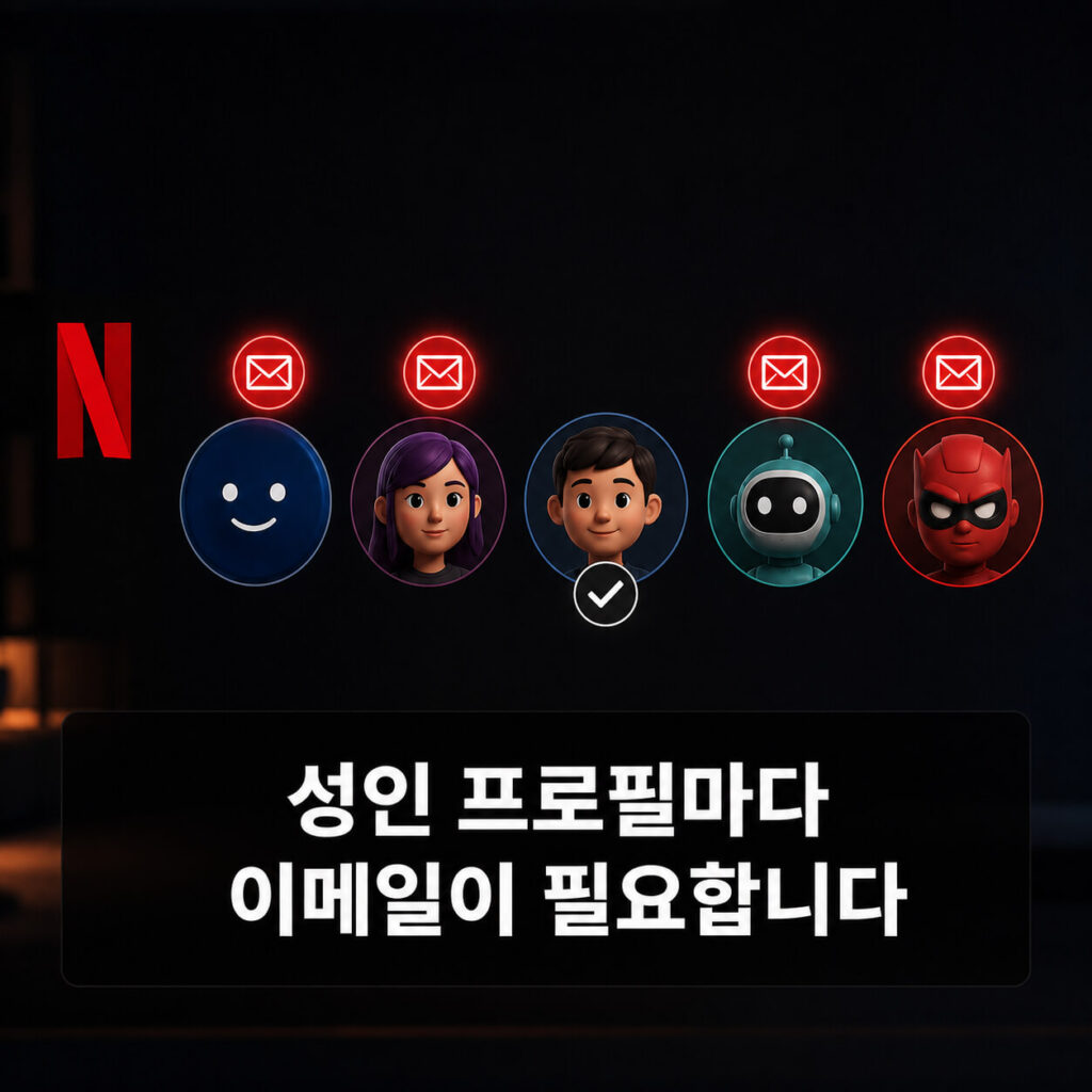 성인 프로필마다 별도 이메일을 등록해야 하는 구조로 바뀌고 있습니다.