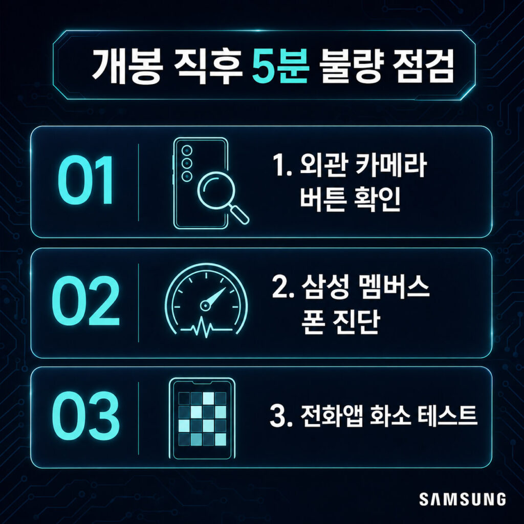 폴드8 개봉 직후 5분: 불량부터 확인하세요